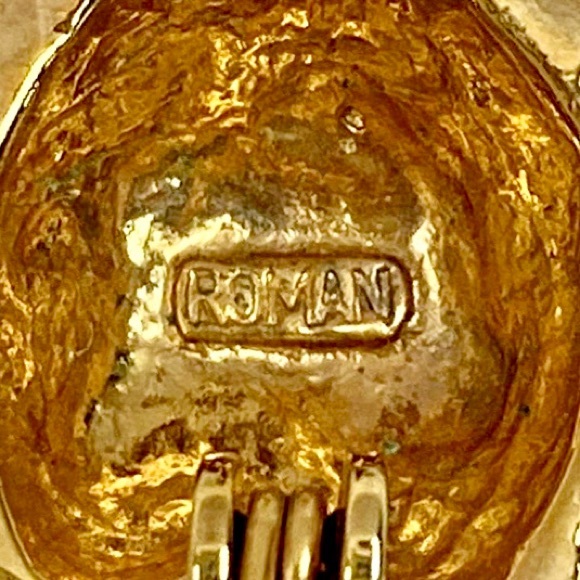 Vintage Roman Rhinestone Frog Brooch Gold Plate - Picture 4 of 4